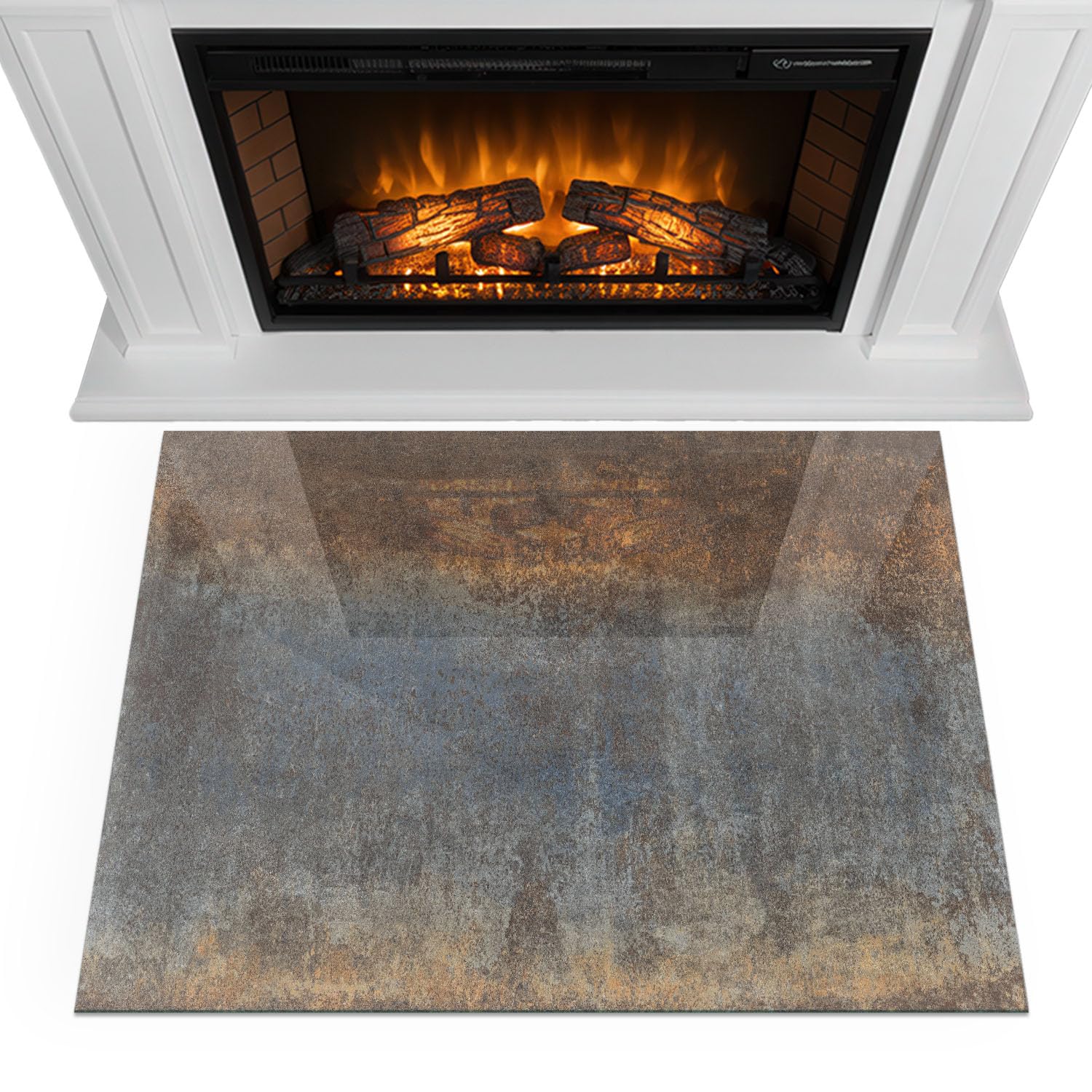 Piastra per camino e stufa 80x60cm Resistente a Scintille Design Elegante Protezione del Pavimento di Vetro Temperato Resistente alle Alte Temperature Rettangolare - Motivo strutturato astratto