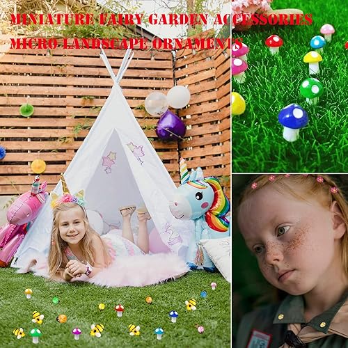 Miniatura 6 de 225 piezas de resina diminuta abeja de madera mariquita margarita flor decoración de hongos, adorno de abejorro, encanto de limo epoxi en miniatura,