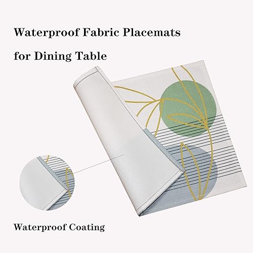 Miniatura 5 de Juego de 8 manteles individuales de tela de lino modernos de mediados de siglo, resistentes al calor, lavables a máquina, para cocina, comedor,