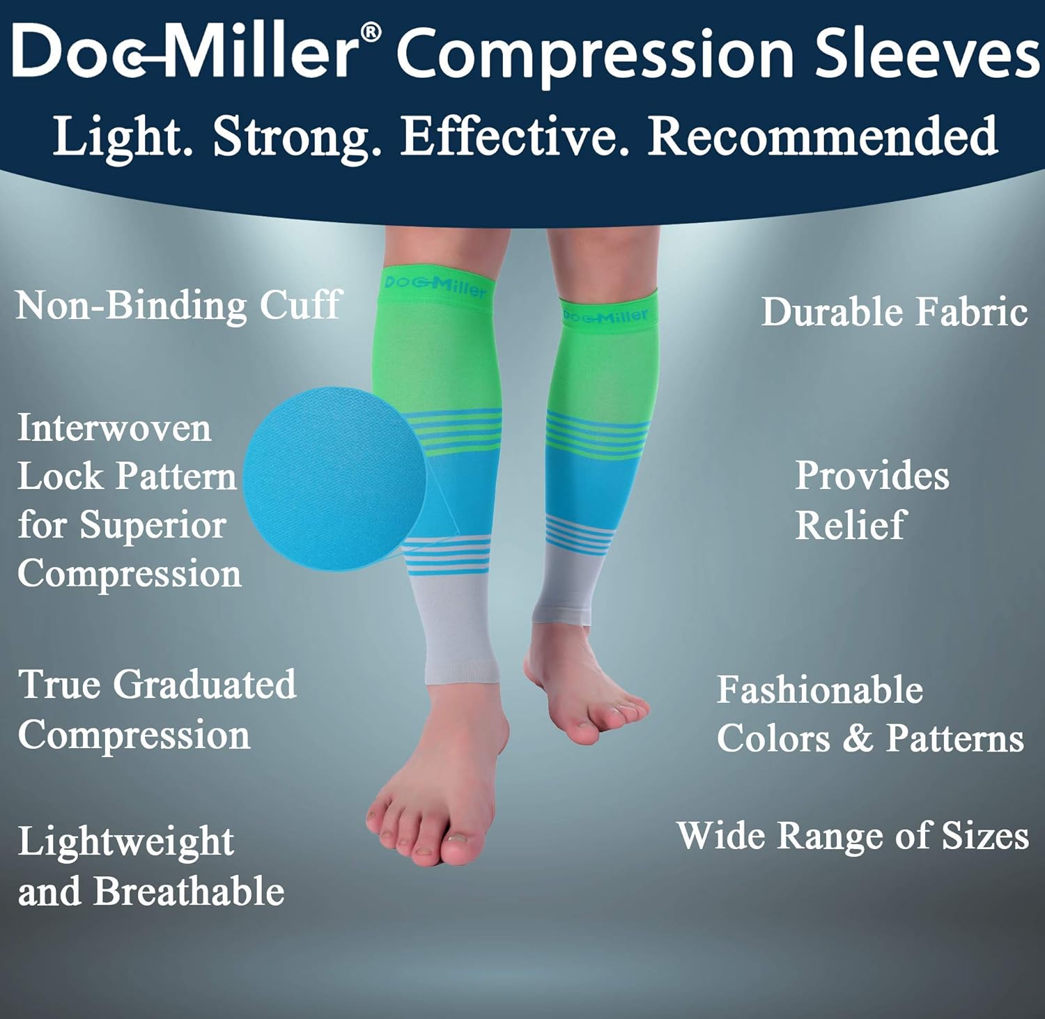 Doc Miller Calf Compression Sleeve for Women & Men, Footless 20-30mmHg Support for Shin Splints, Varicose Veins, Nurses, Running, Leg Pain Relief, 1 Pair - Image 3