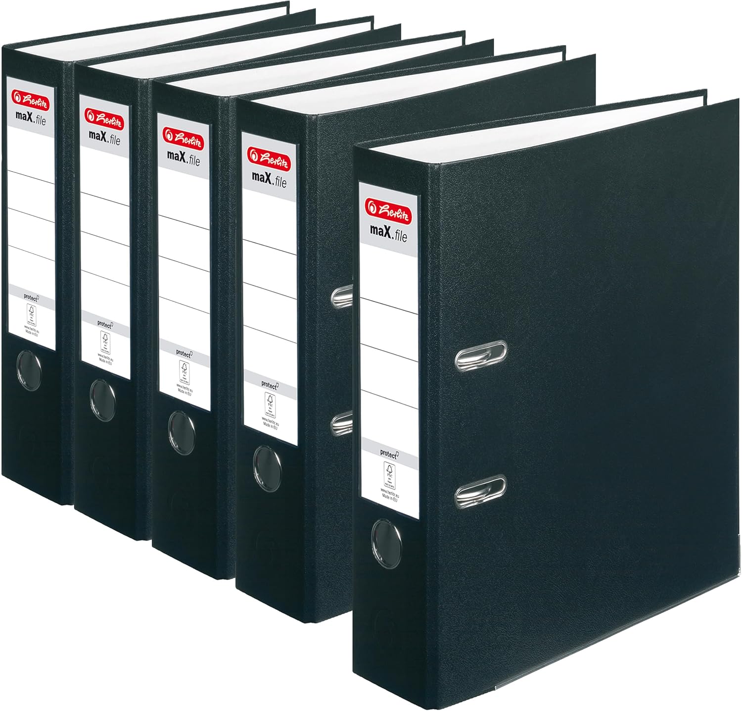 herlitz maX.File Protect A4 Folder Width 8 cm Black Pack of 5 Maximum Quality