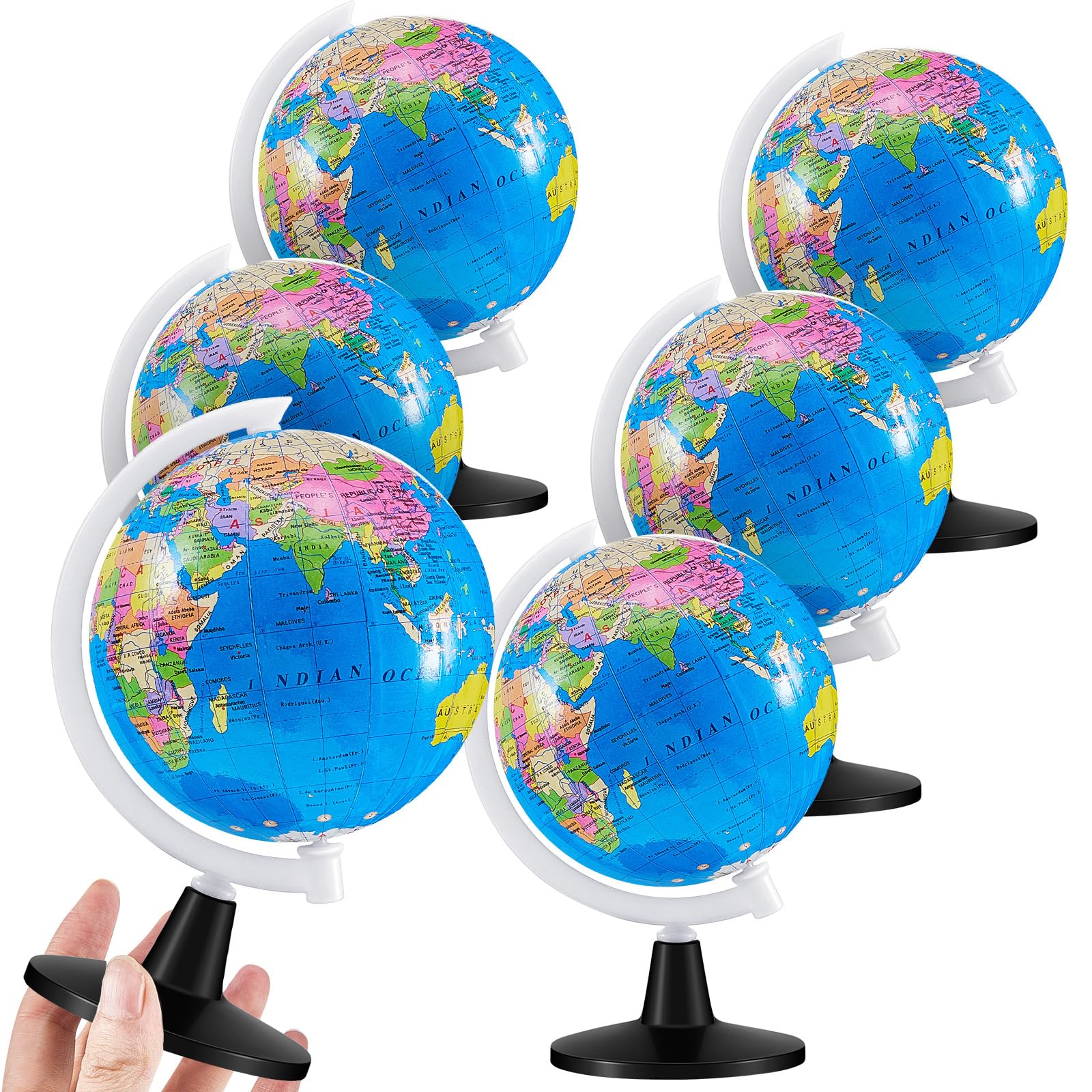 Globe terrestre avec support Henoyso lot de 6 mini globes de table pour enfant