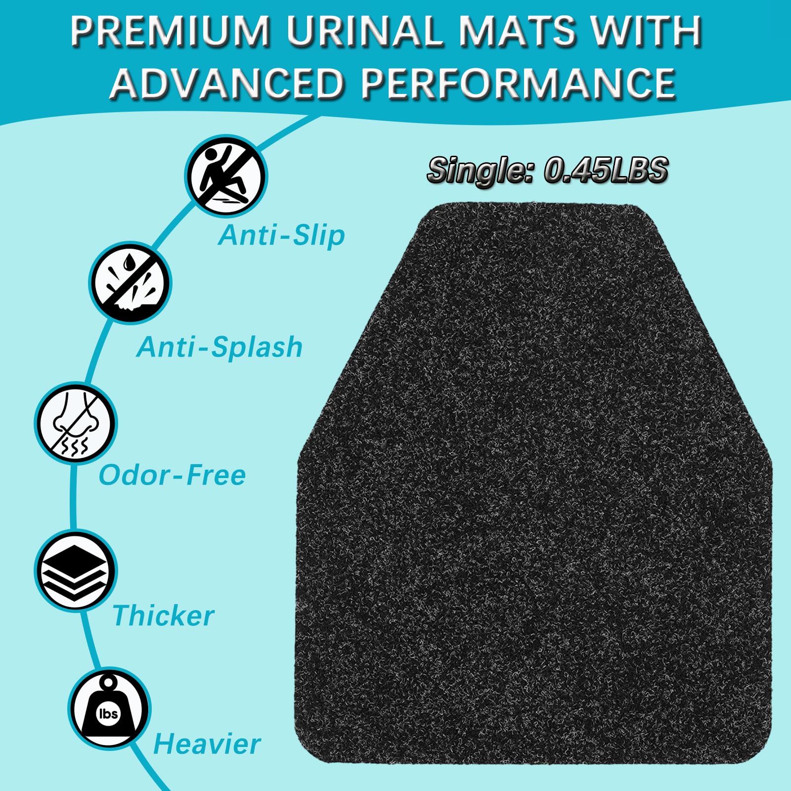 Basima Tapetes de orinal para hombre, paquete de 12 tapetes de goma lavables a granel para inodoro comercial, almohadillas desechables antideslizantes para orinal para habitación de hombre, 17.5 x