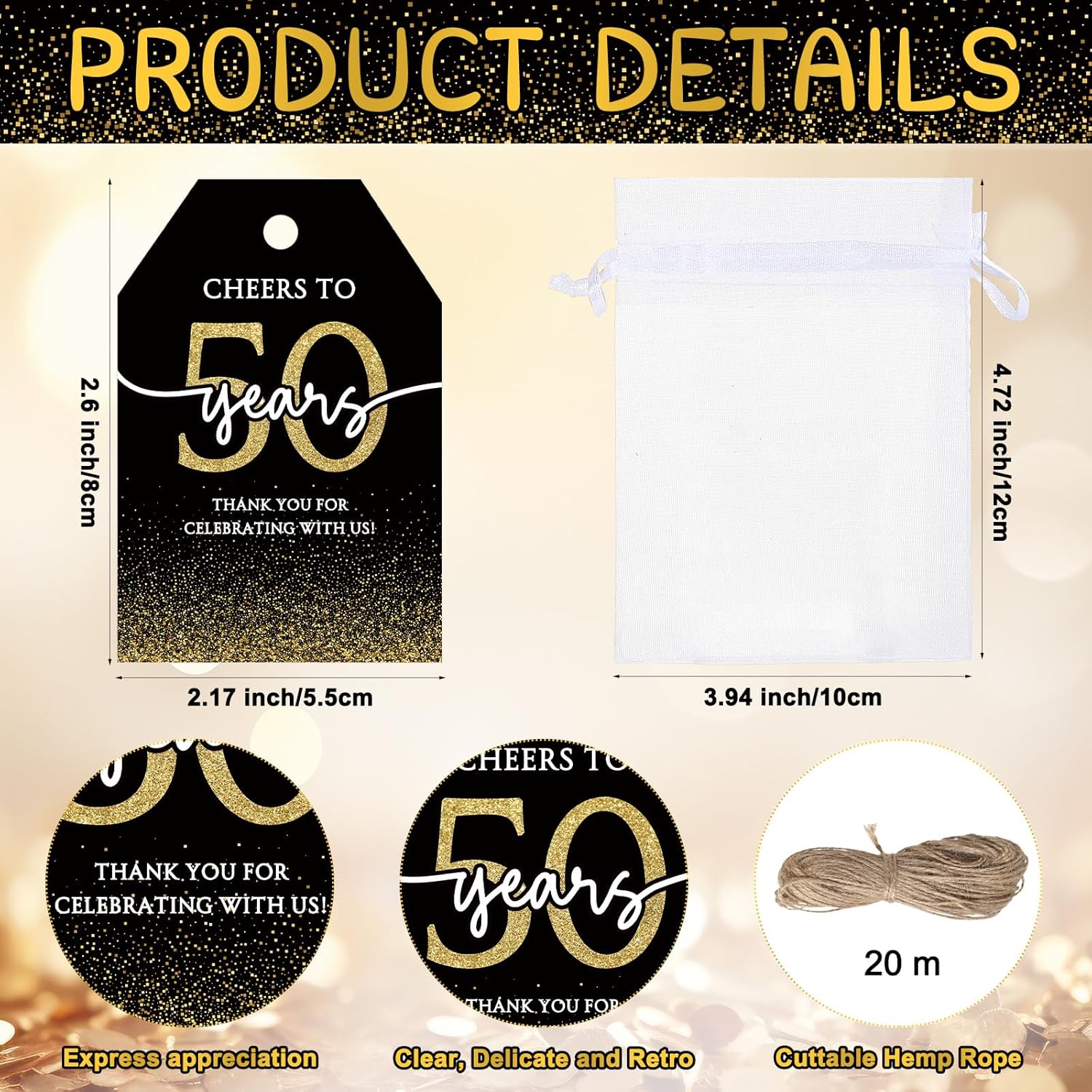 36 Sets 50th Wedding Anniversary Party Favors We Still Do 50 Years Wedding Shot Glasses Thank You Tags Anniversary Decorations Gifts for Guest Favors Celebration Return Gifts - Image 3