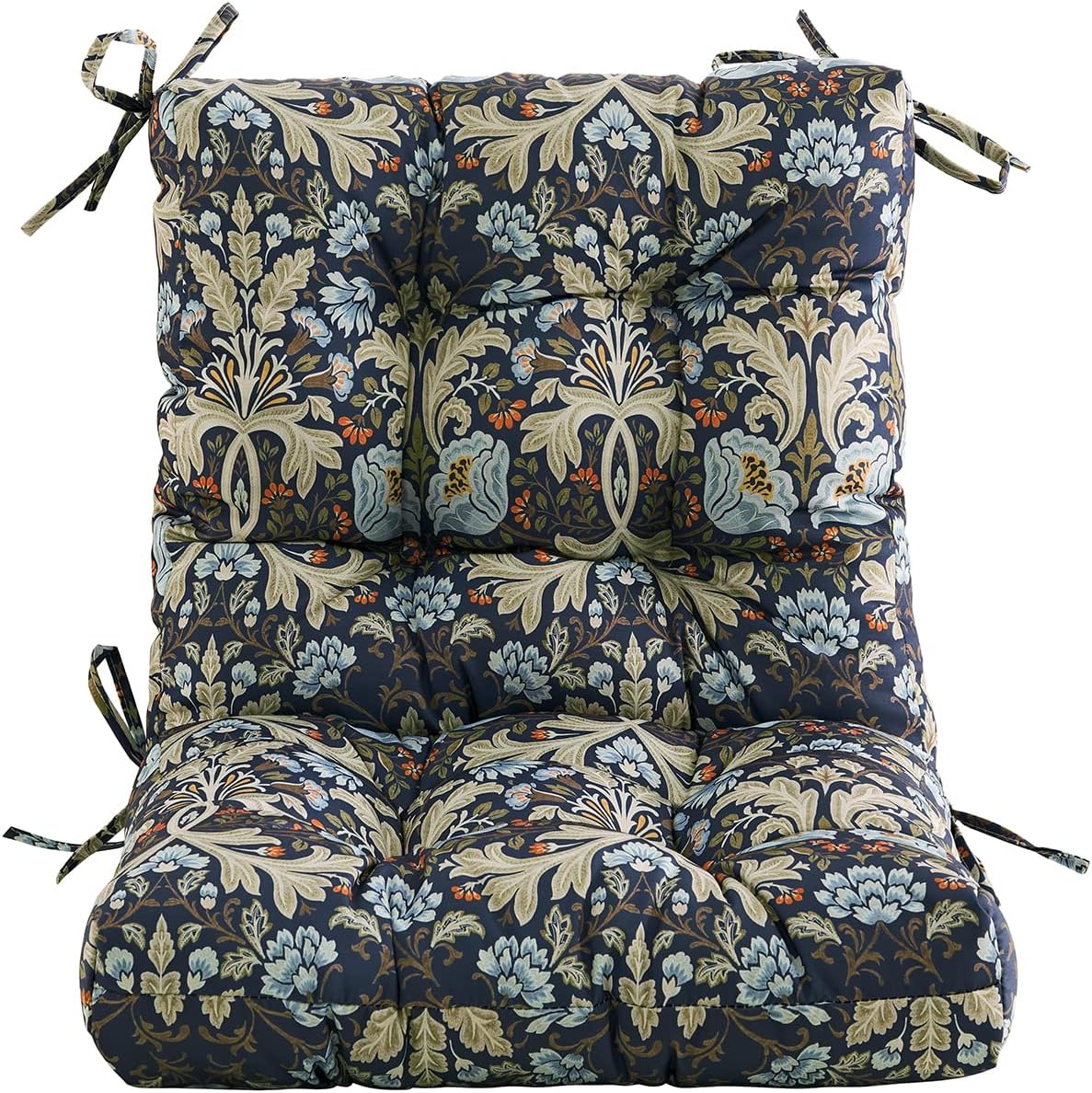 ARTPLAN Outdoor Furniture Chair Cushions Seat & Low Back,40"x20"x4",Tufted Thick Patio Outside Wicker Chair Seat Cushion Clearance with Ties for Outdoor Furniture,1 Count,Floral
