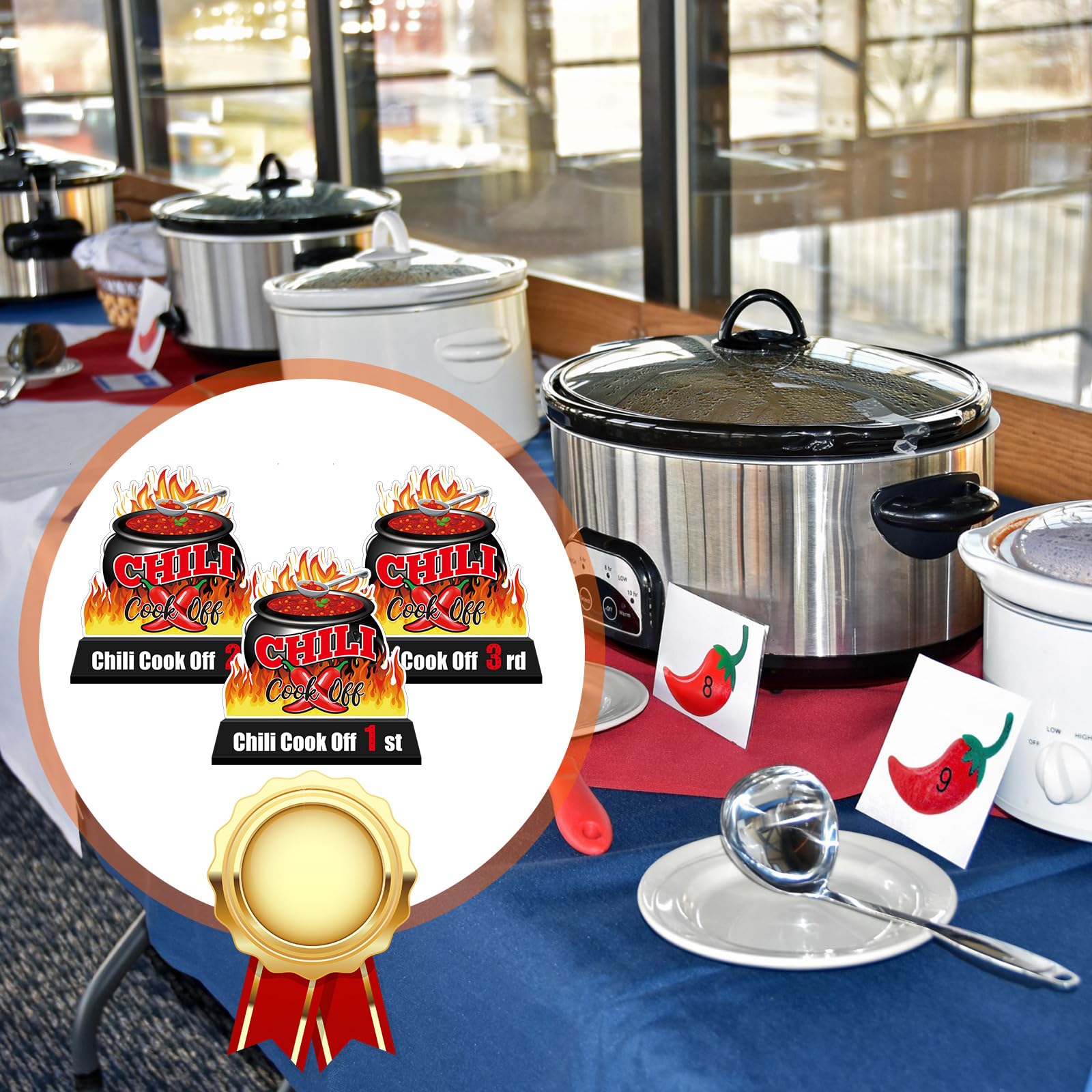 6 Pcs Chili Cook Off Trophies Medals Chili Cook Off