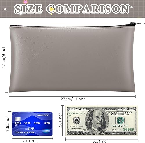 Miniatura 6 de 3 bolsas de dinero con cremallera, 11 x 6 pulgadas, piel sintética, con cremallera, bolsa de dinero de cuero sintético con cremallera, bolsa de