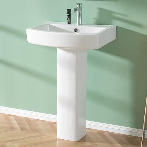 Miuara Pedestal Sink 22 Inch - 1 Hole Porcelain Pedestal