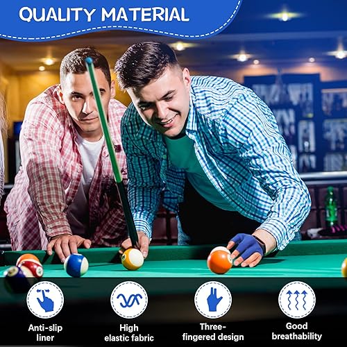 Miniatura 6 de Junkin - 15 guantes de billar con 3 dedos, guantes de billar, elásticos, para hombre y mujer