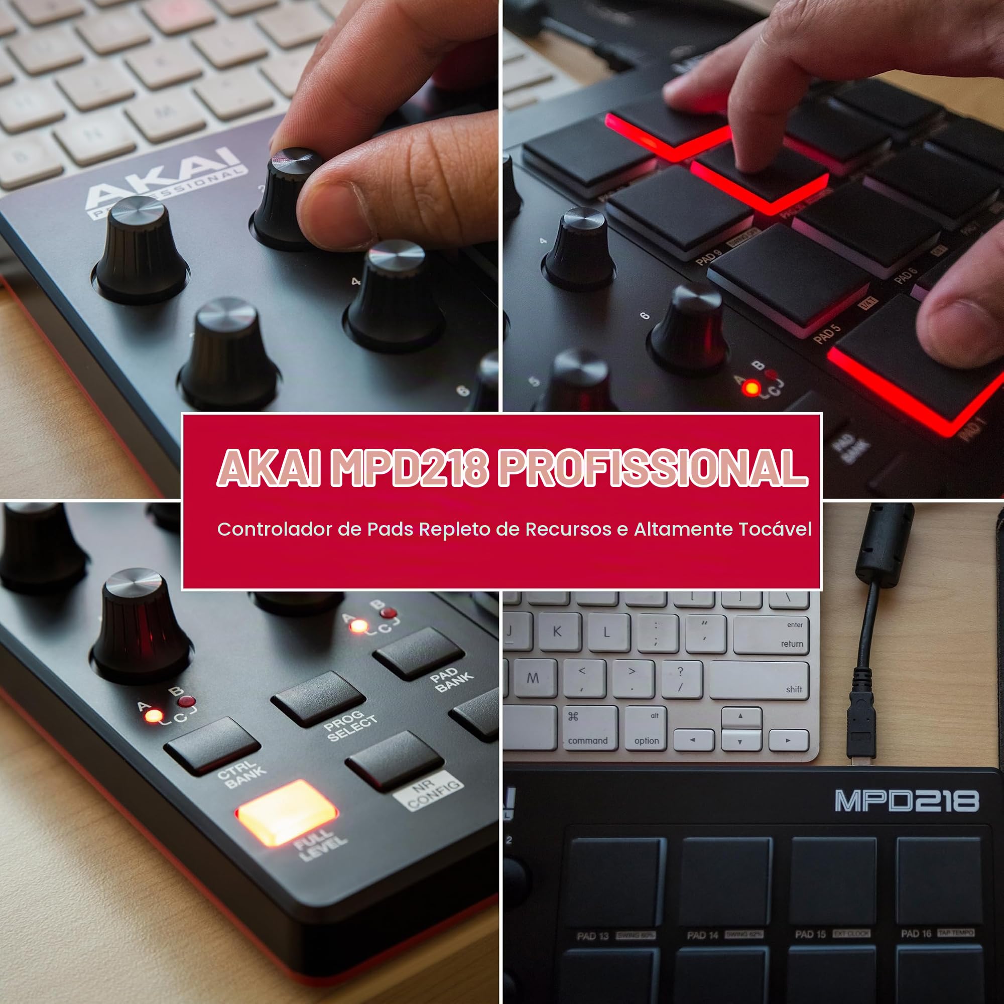 Akai Professional MPD218 Controlador MIDI USB com 16 pads MPC, 6