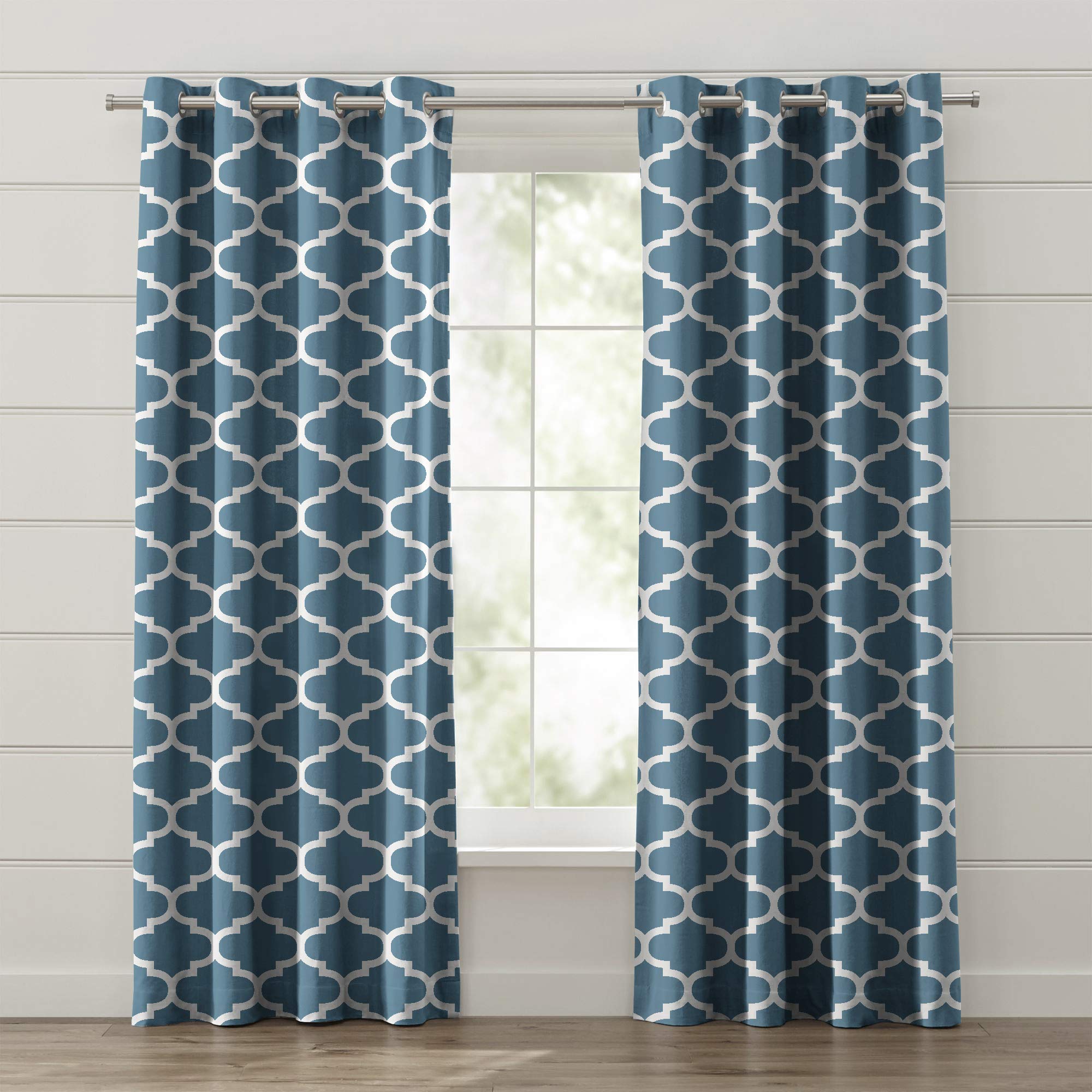 FBTS Basic Window Curtain 2 Panels 50% Blackout 52x102 Inch Dusty Blue Color Window Drapes with Grommet Top for Living Room Bed Room or Office