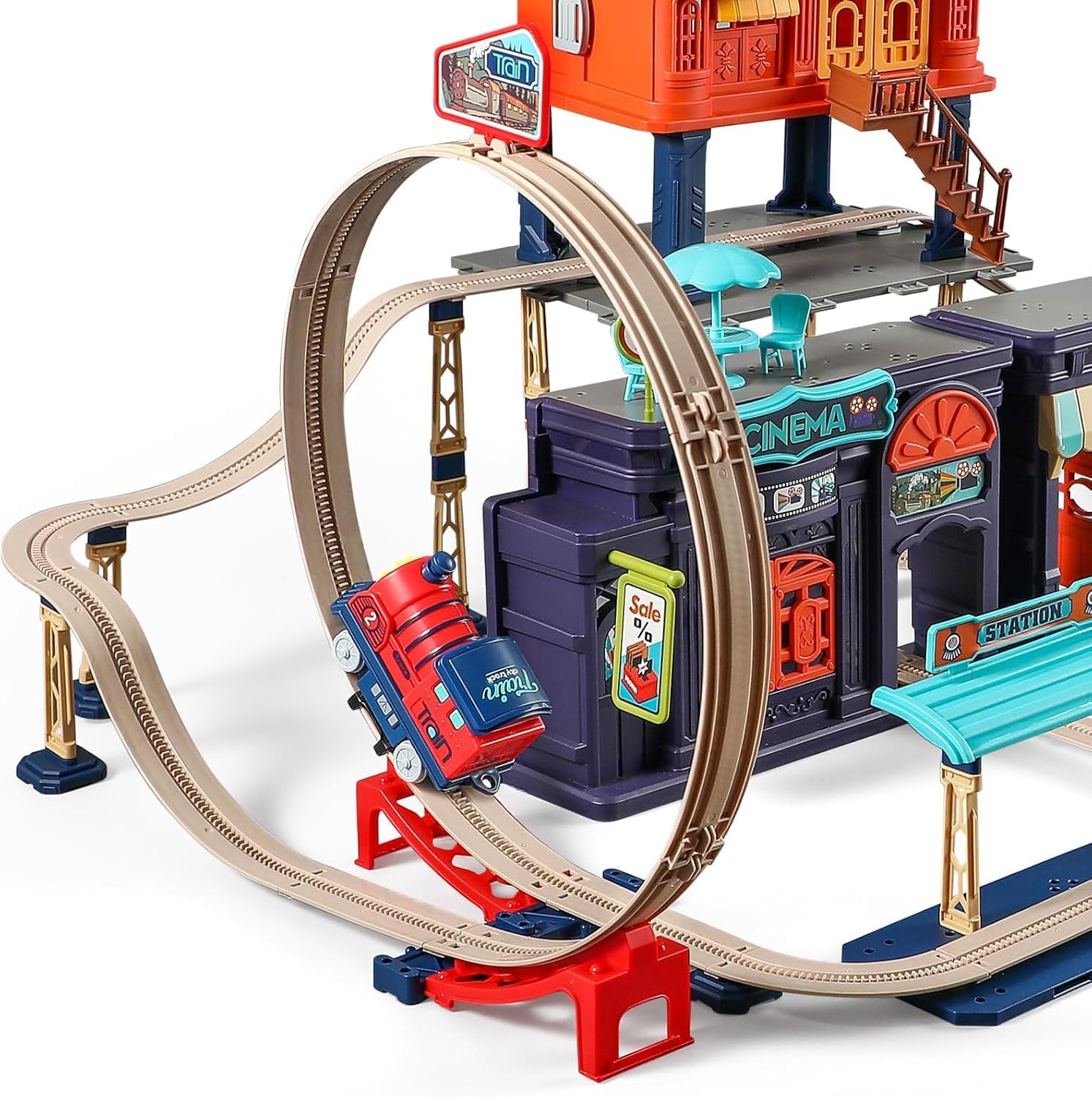 Pihura City Train Tracks Toy - 191 PCS Interactive Railway Playset for Kids Age 3-7 - Fun & Educational Birthday Gift for Boys & Girls 3