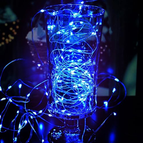 Miniatura 9 de Paquete de 12 Guirnalda de luces de hadas de 8 modos con temporizador, 20 luces LED en cable plateado de 6.5 pies, luces de hadas alimentadas con