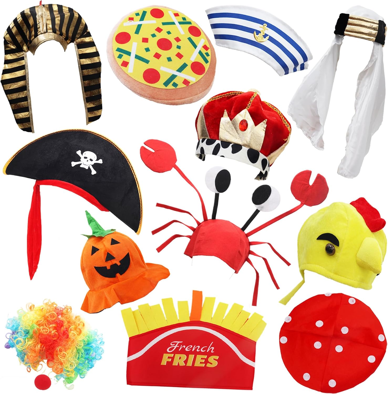 KEPATO Funny Party Hats Halloween Costume Hats, Assorted Bulk Photo Booth Props, Holiday Birthday Dress Up Accessories