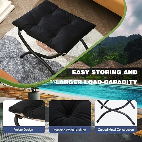 Miniatura 3 de Taburete plegable de 15 pulgadas, reposapiés de acento pequeño, elegante otomana plegable con marco de metal, reposapiés plegable tapizado Morden