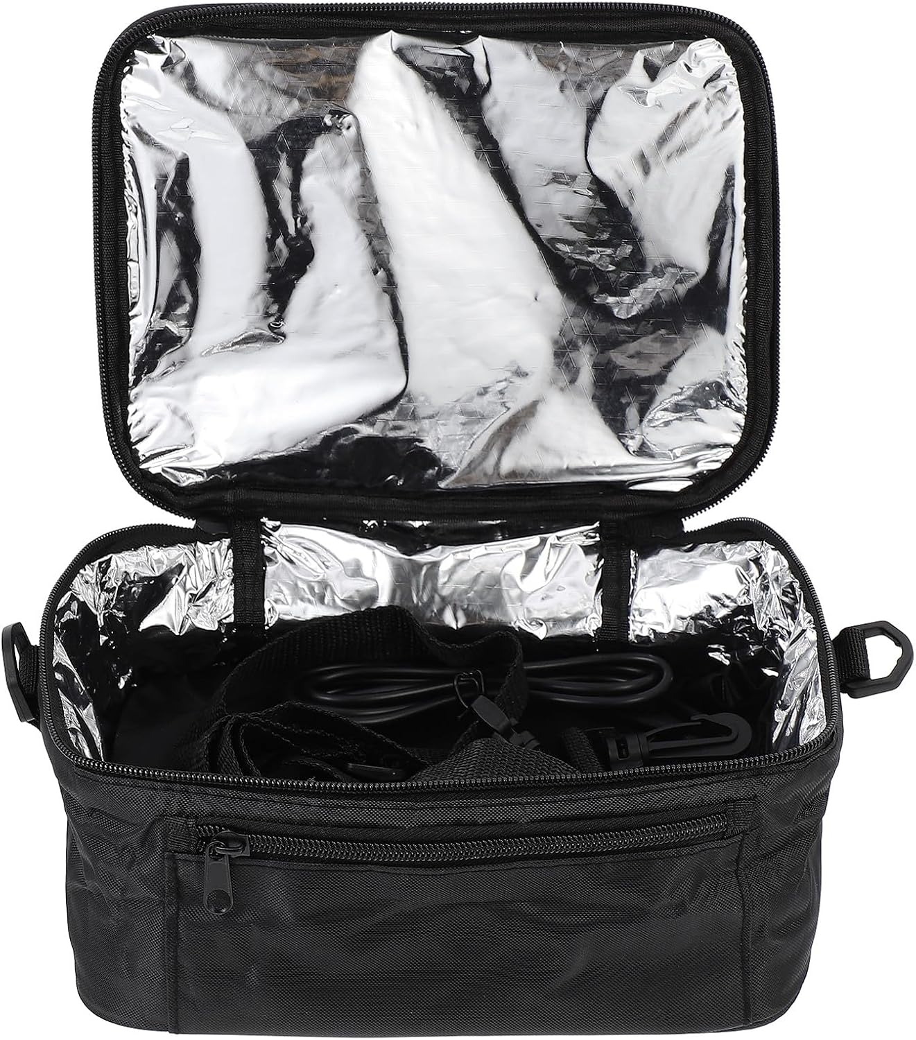 Baluue Car Food Warmer Lunch Heating Bag 12v Oxford Fabric Insulated Portable Thermal Lunch Box for Travel Outdoor Use with Aluminum Liner Black