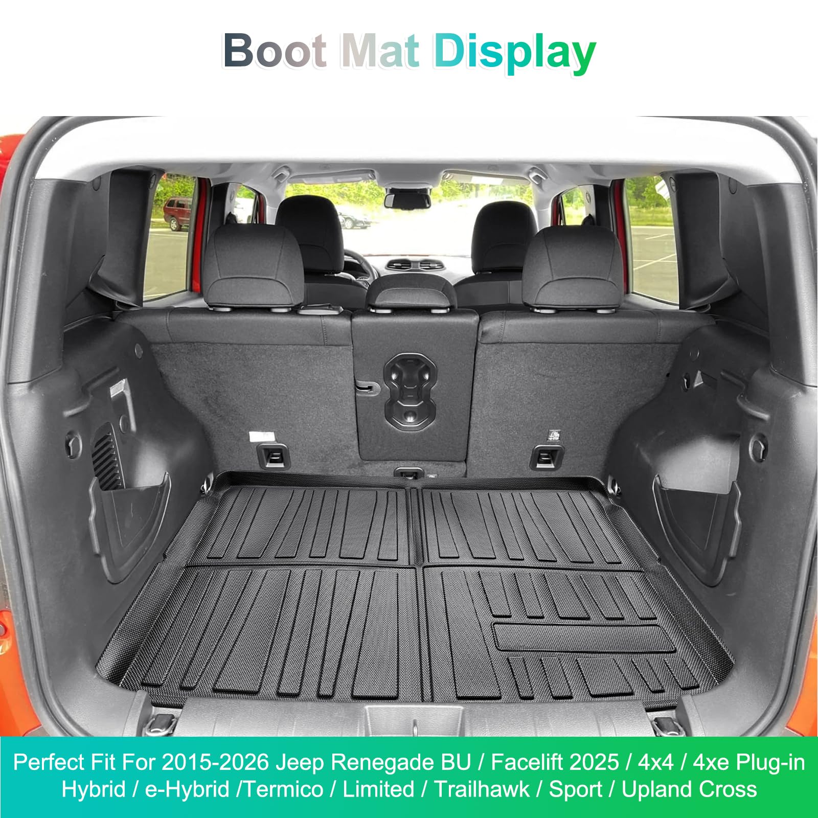 GAFAT J eep Compass II MP 4XE Hybrid Facelift 2017-2024 2025 Tappetino per Bagagliaio, Compass Tappetini con Bordo Alto, Originale TPE, Compatibile con Accessori Jeep Compass 2023