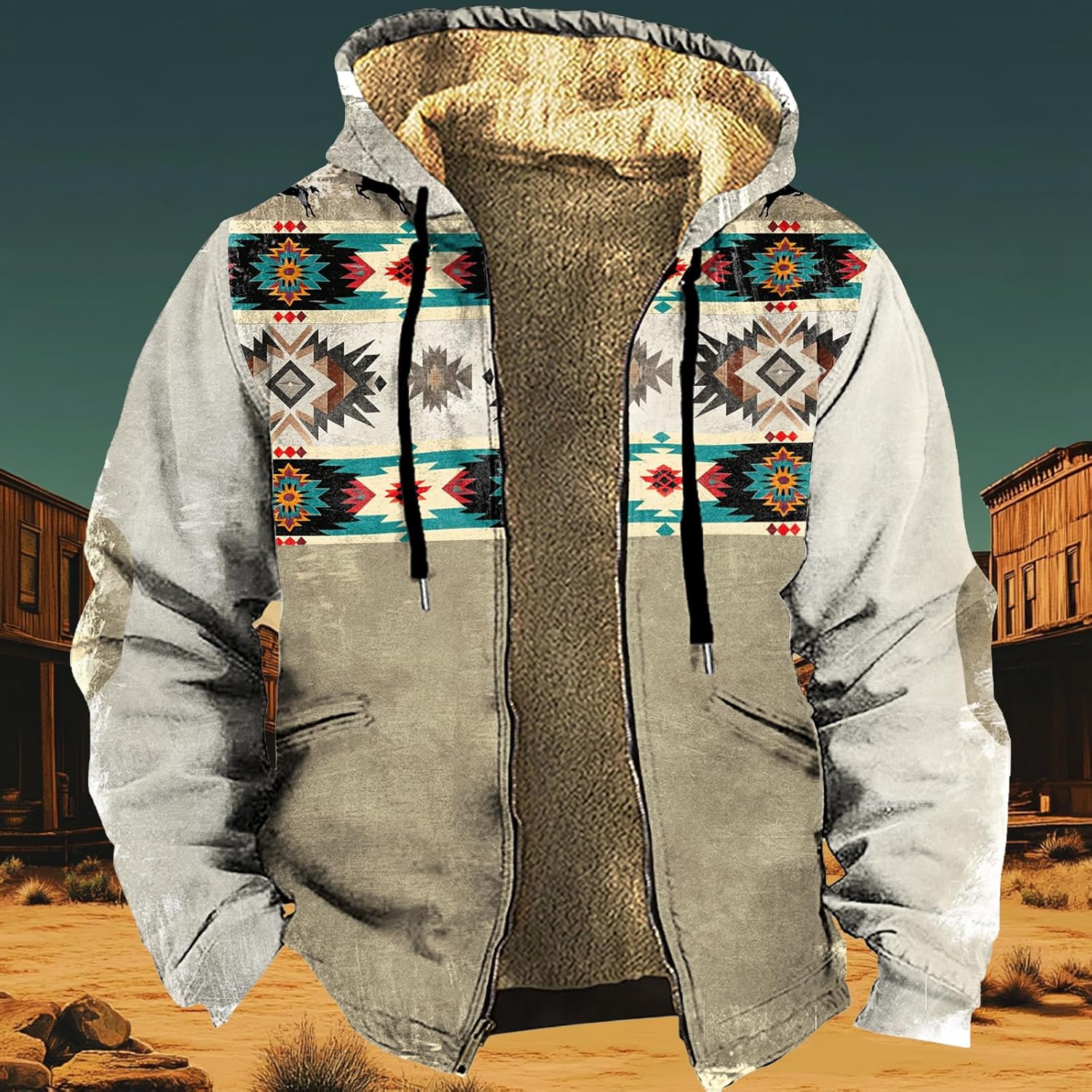 domirica Corduroy Jacket Men Zip Up Big And Tall Fleece Western Cowboy Vintage Hooded Lightweight Jackets With Pocket
