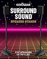 Vista 8 de ECHOGEAR Soportes universales para altavoces, altura ajustable con compatibilidad universal, funciona con Vizio, Klipsch, Bose y más, incluye