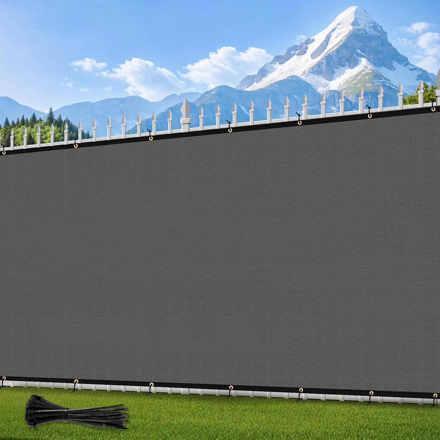 KANAGAWA Fence Privacy Screen, 8ft x 50ft Dark Gray Outdoor 175 GSM Heavy Duty Privacy Screen Wall Mesh Cover with Grommets for Fence Patio Backyard Balcony Garden