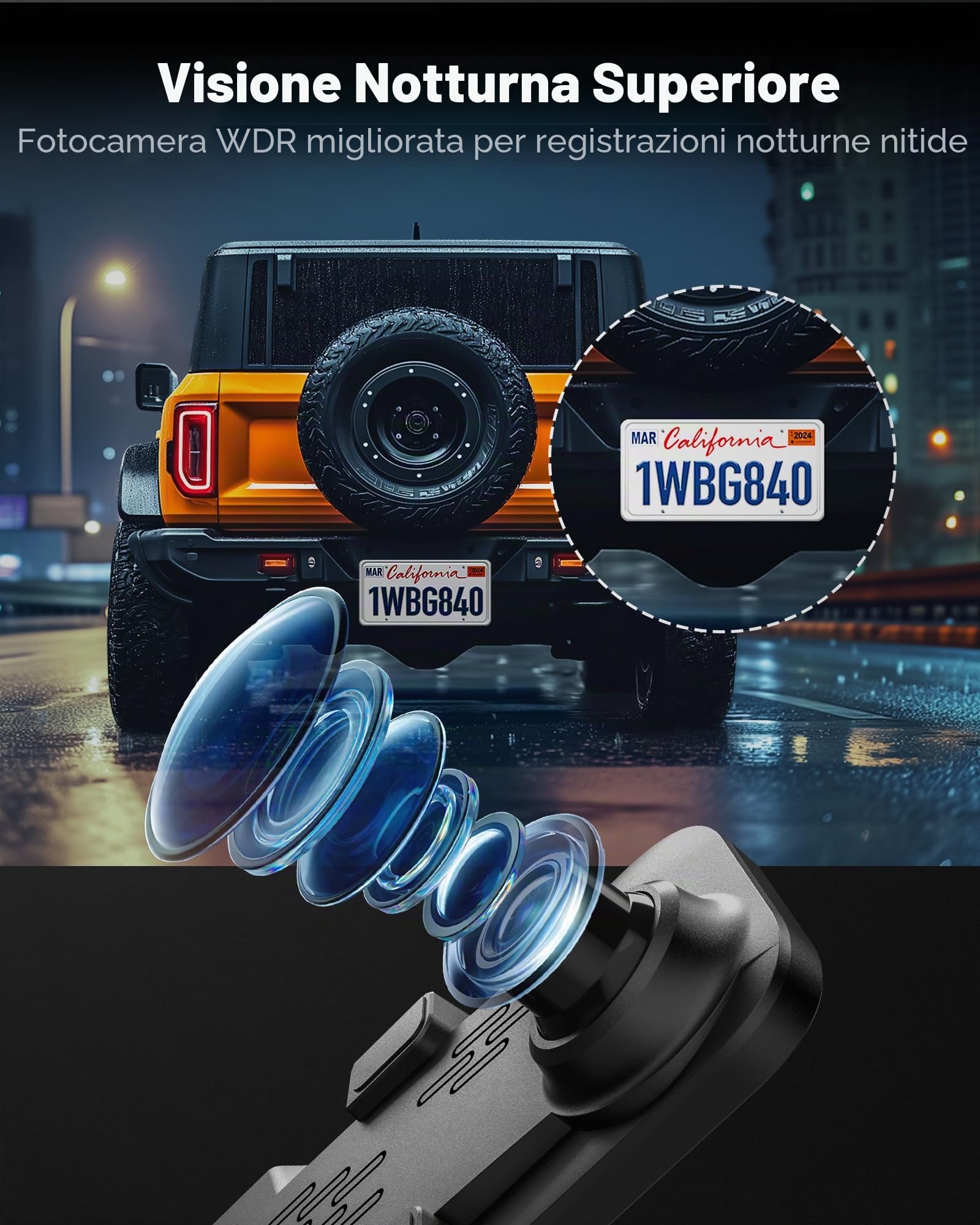 WOLFBOX 12" G840S 4K Dash Cam Specchietto con 5.8GHz WiFi, Dashcam Retrovisore Telecamera per Auto con Anteriore 170° e Posteriore 140°, Parcheggio Assistito, Sensore G(Con Scheda da 32 GB & GPS)