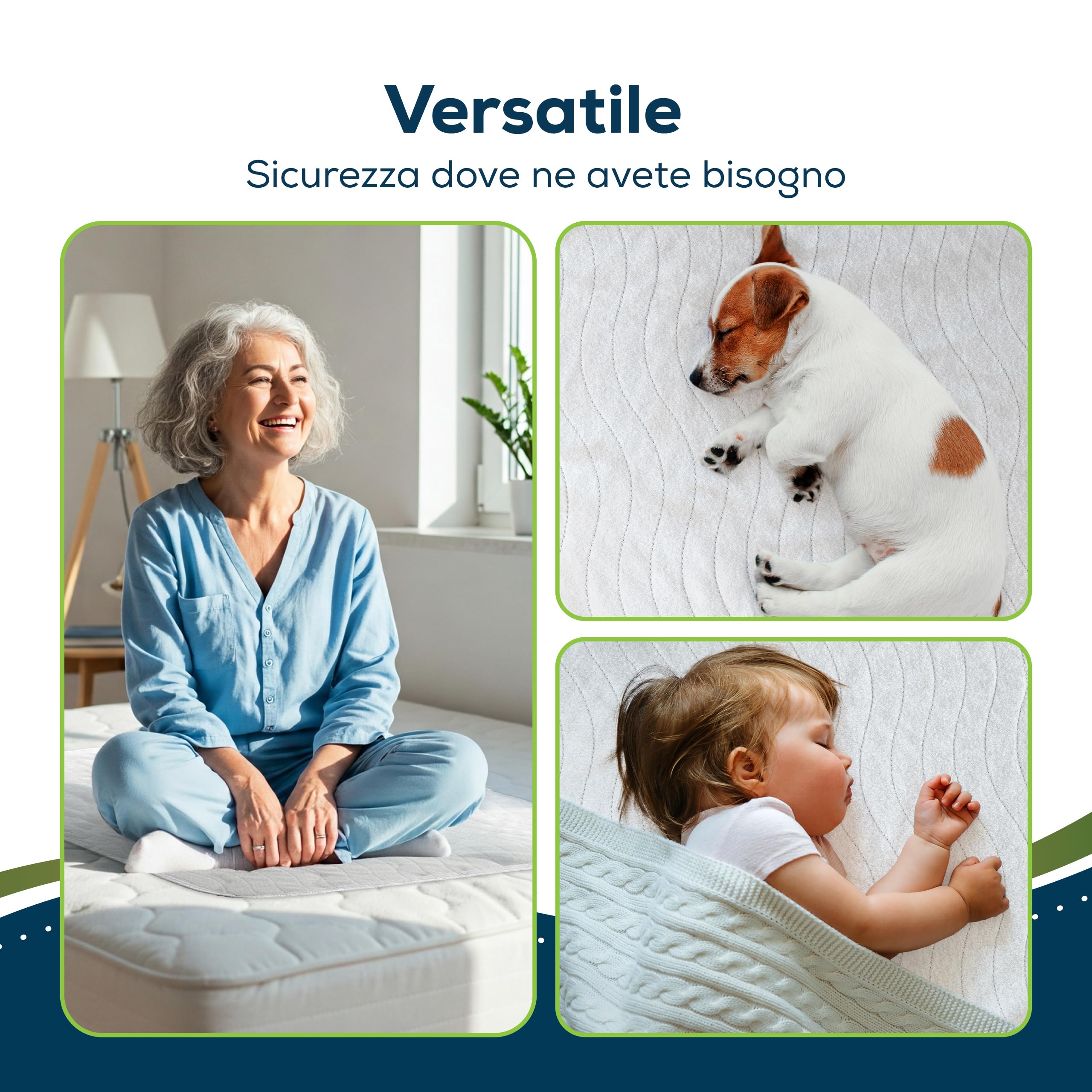 Sensalou Traversa Letto Lavabile 90x160 cm – Set da 2 Protezioni Impermeabili Riutilizzabili – Salva Materasso Igienico per Adulti e Anziani – Ideale per Incontinenza – Assorbenza a 2400 ml/m2