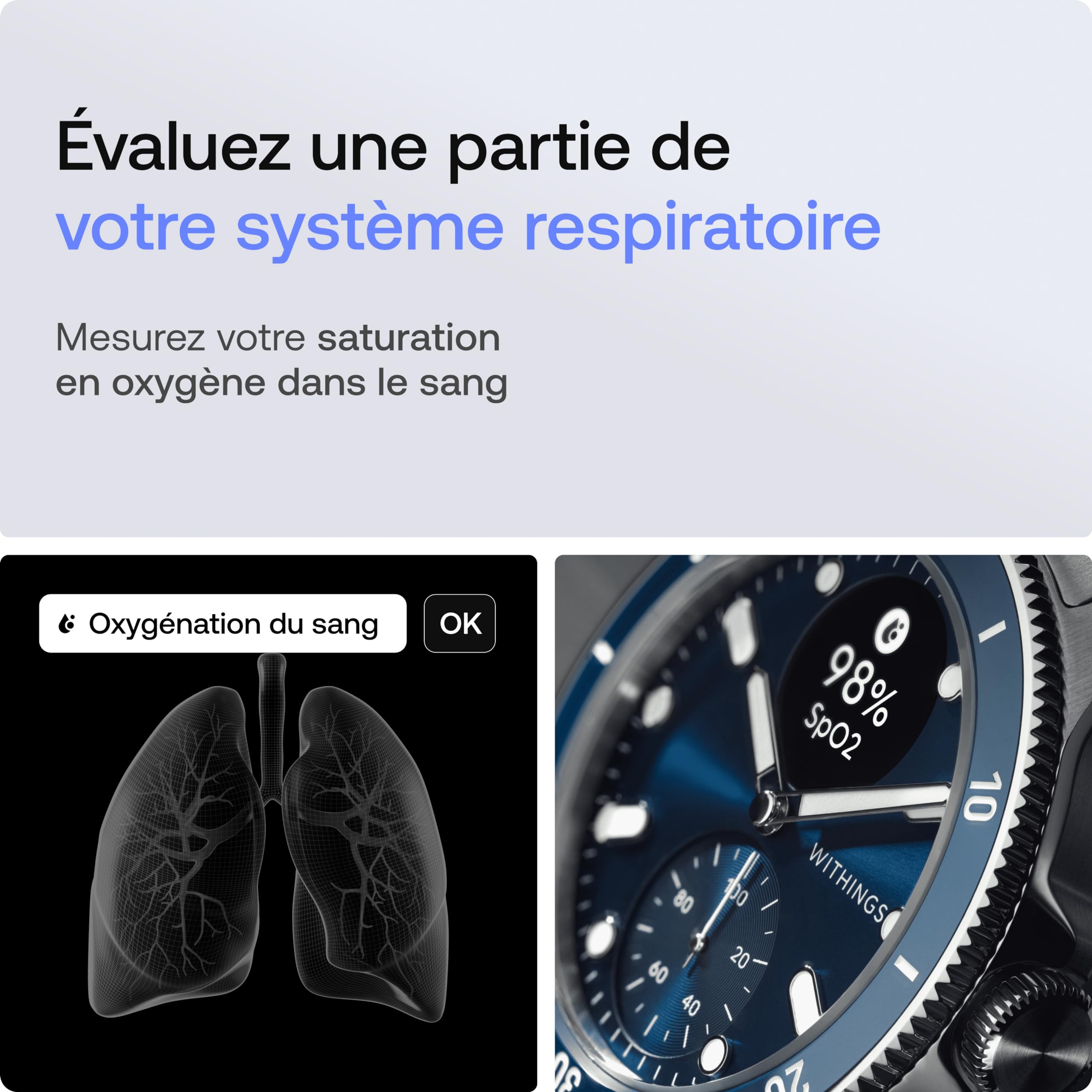 Withings ScanWatch Nova, Montre Hybride, ECG, SpO2, GPS, Bleu | ECG avec détection de FA, score de sommeil, 40+ activités détectées, SpO2, suivi du cycle menstruel