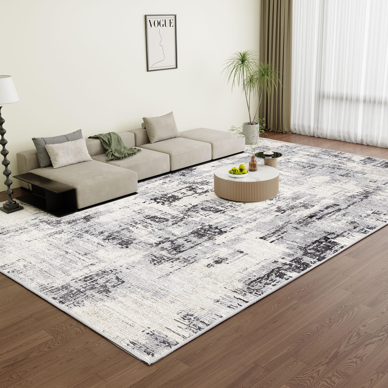 Vamcheer Tappeto Salotto Pelo Corto - Astratto Design Moderni Tappeti Soggiorno,Tappeto Camera da Letto lavabile,Decoration salon y casa, Tappeti Grandi Antiscivolo Morbido,Grigio 200x300 CM astratto