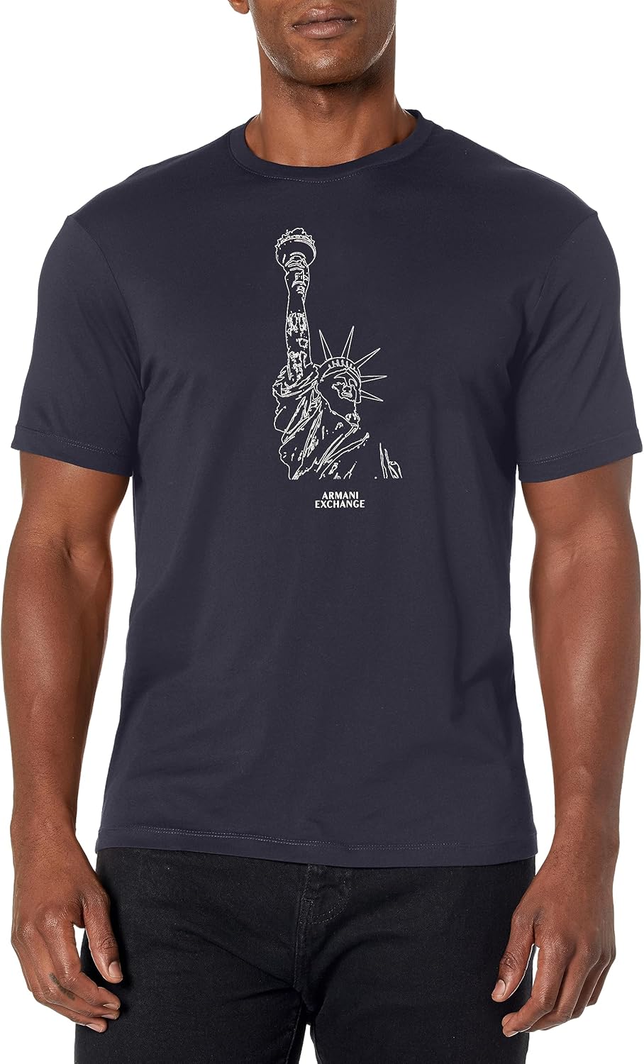 Armani Exchange Men's Regular Fit Crew Neck Cotton Jersey Ny Milano Sketch Tee