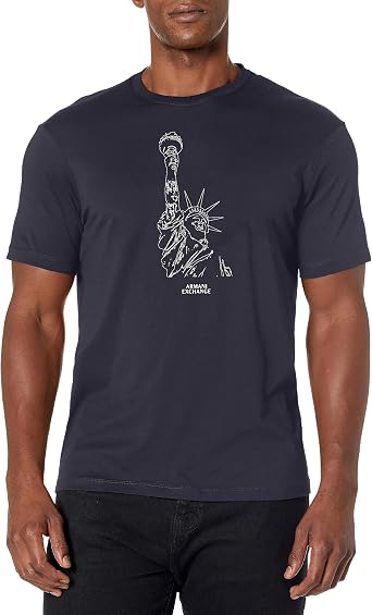 Armani Exchange Mens Regular Fit Crew Neck Cotton Jersey Ny Milano Sketch Tee