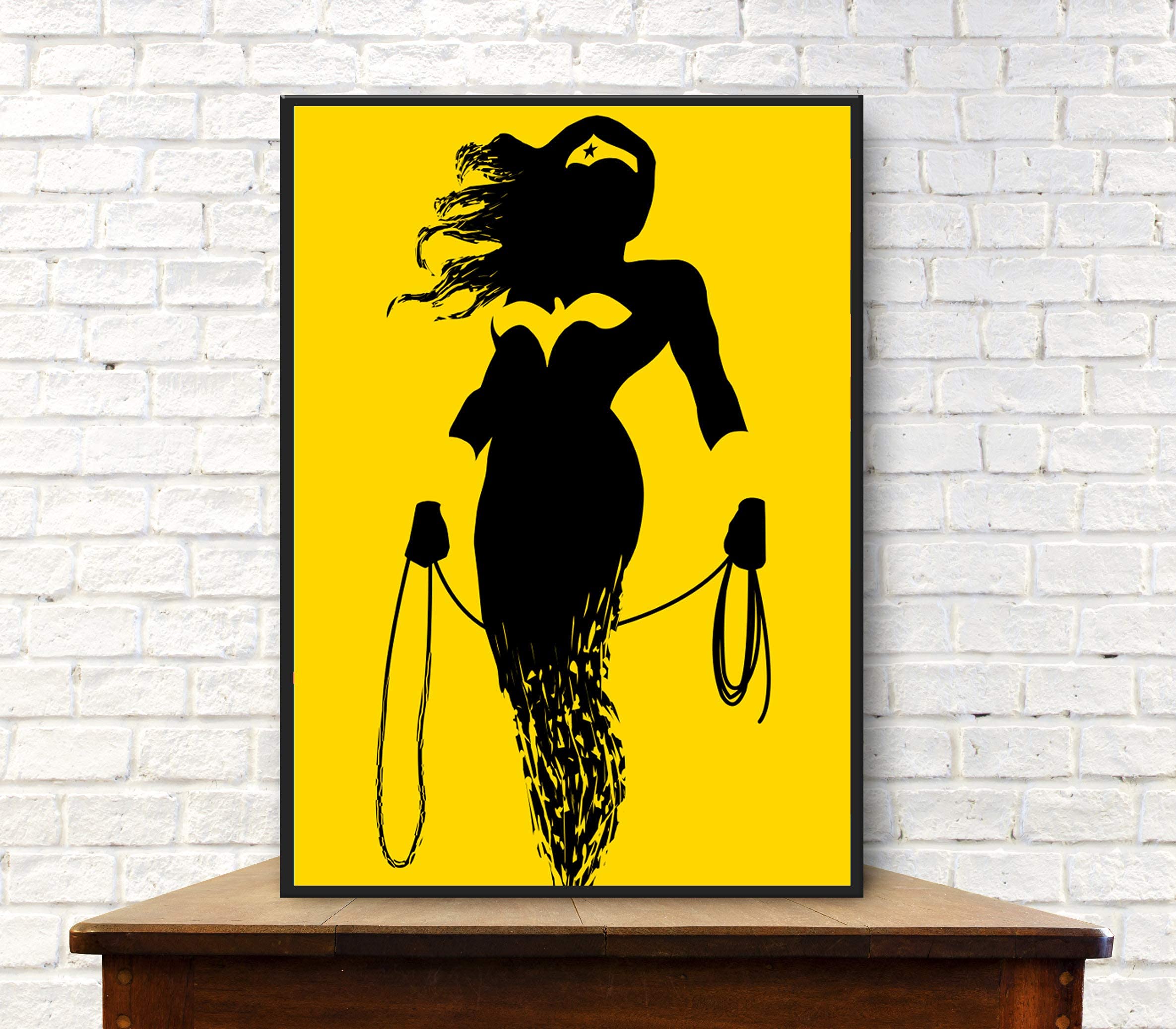 Spoil Your Wall Wonder Woman Super Hero Pop Art Poster with Black Frame, Arts Home Décor Photo Frames, 40x55cm