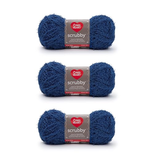 Red Heart Scrubby Royal Yarn - 3 Pack of 100g/3.5oz - Polyester - 4 Medium (Worsted) - 92 Yards - Knitting/Crochet - Royal - 3 Pack - Scrubby