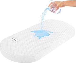 ProGoleem 33x20 Oval Bassinet Mattress Pad for Maxi-Cosi - Waterproof Dual-Sided Firm & Memory Foam, Breathable Cloud Cover