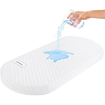 Pro Goleem Baby Bassinet Mattress Pad 33"x20" Oval, Waterproof Soft Cover Gel Memory Foam, Dual Side Cradle Mattress fit for Maxi-Cosi Oval Bassinet/Moses Basket