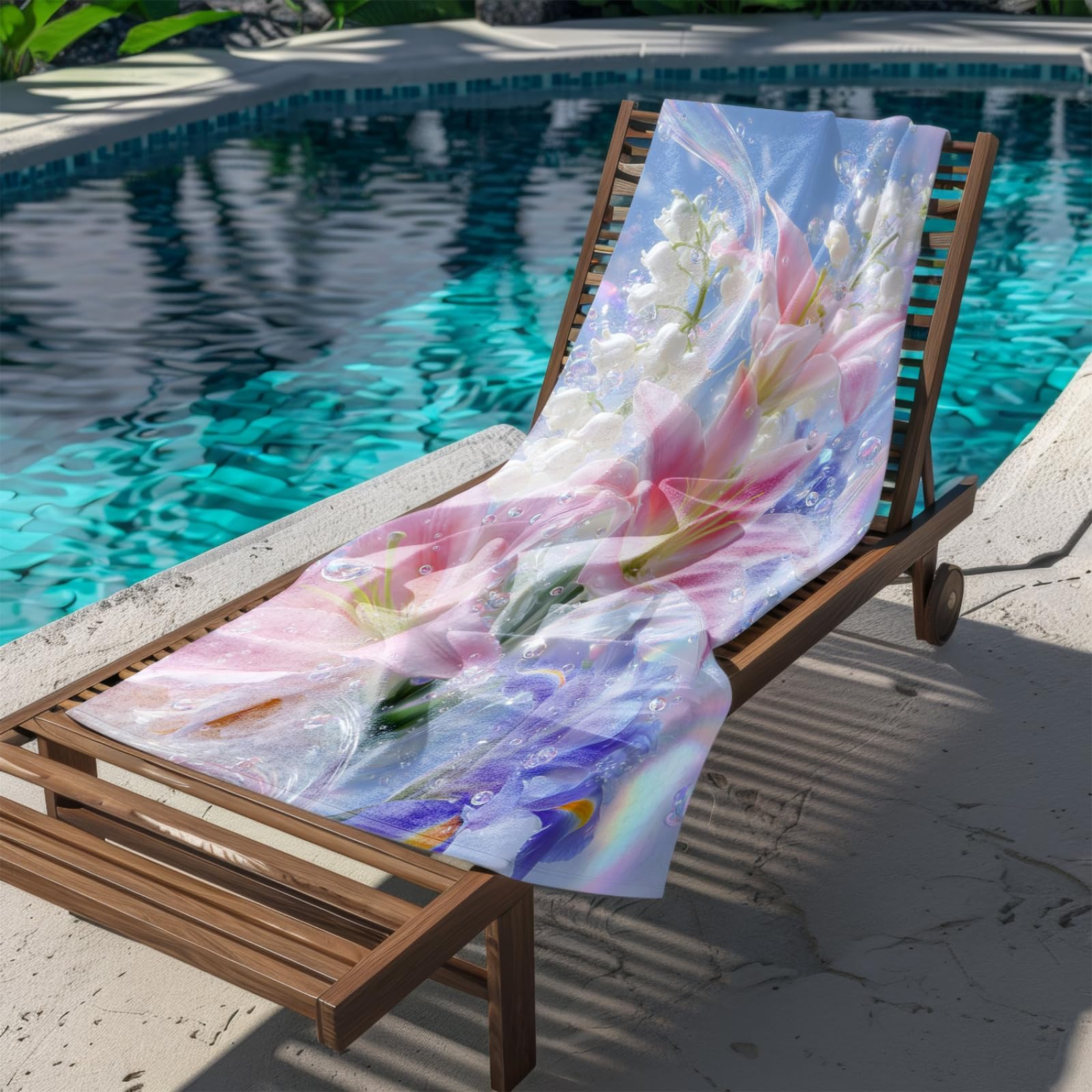 Générique Serviette Microfibre Plage Fleurs Roses
