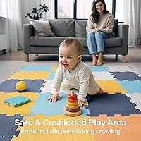 Vista 3 de Enovoe Alfombra de Juego para Bebés para Piso - Esteras de Espuma EVA Entrelazadas No Tóxicas - 16 Piezas - Alfombra de Espuma con Rompecabezas