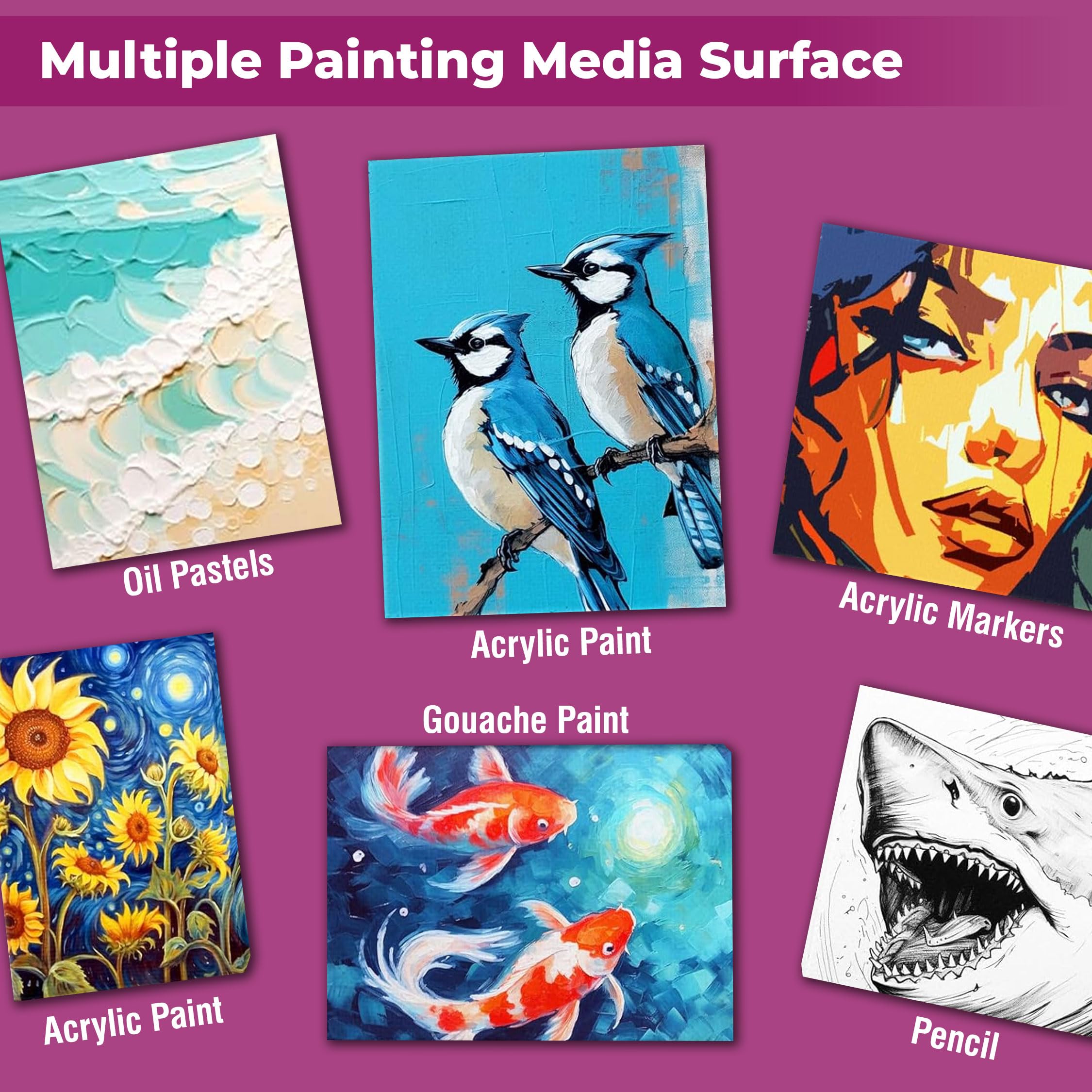Trueflair Canvas Boards for Painting - Suitable for Acrylic, Gouache, Watercolour, Ink Painting, 100% Cotton Canvas, Art Supplies for Artists (6 x 4 Inches (Pack of 6)) 4