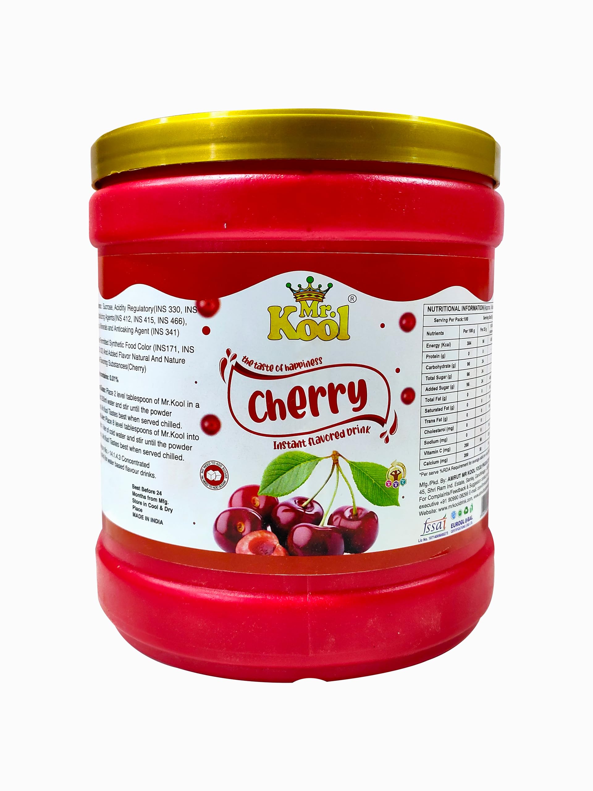 Mr. Kool Instant Drink Powder Cherry 2.5 Kg Jar, Provides Instant Energy, Vitamin C, Boosts Immunity