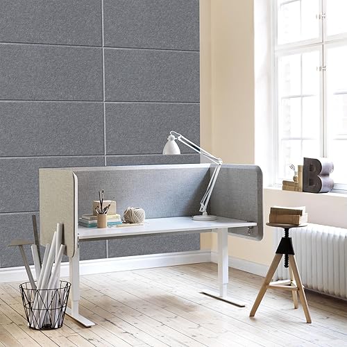 Miniatura 8 de Paquete de 6 paneles acústicos autoadhesivos de 15.75 x 31.5 x 0.47 pulgadas, paneles de pared insonorizados de borde biselado de alta densidad,