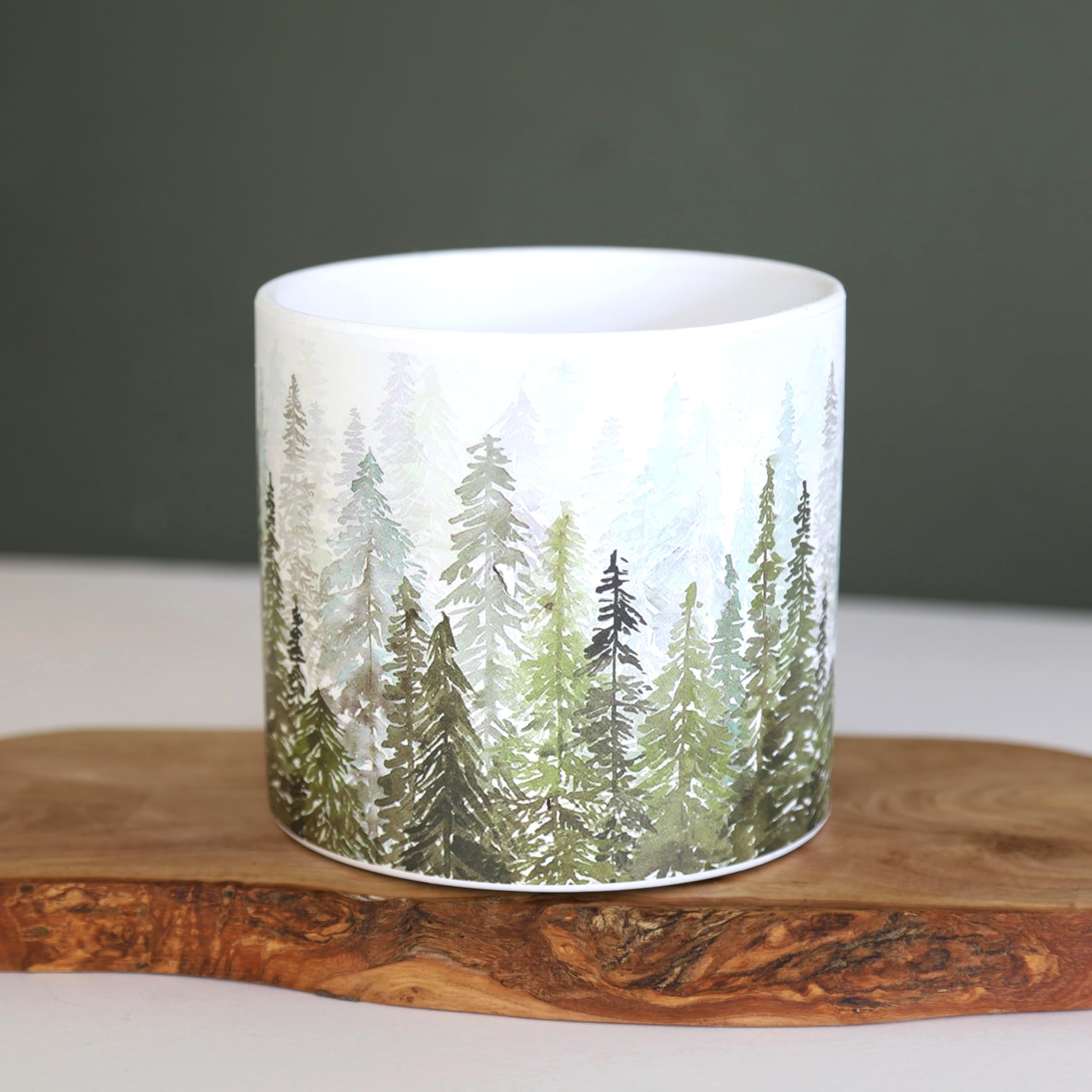 Satchville Terracotta 13.5Cm Mountain Scape Tree Ceramic Indoor Plant Pot Holder Herb Cover Planter