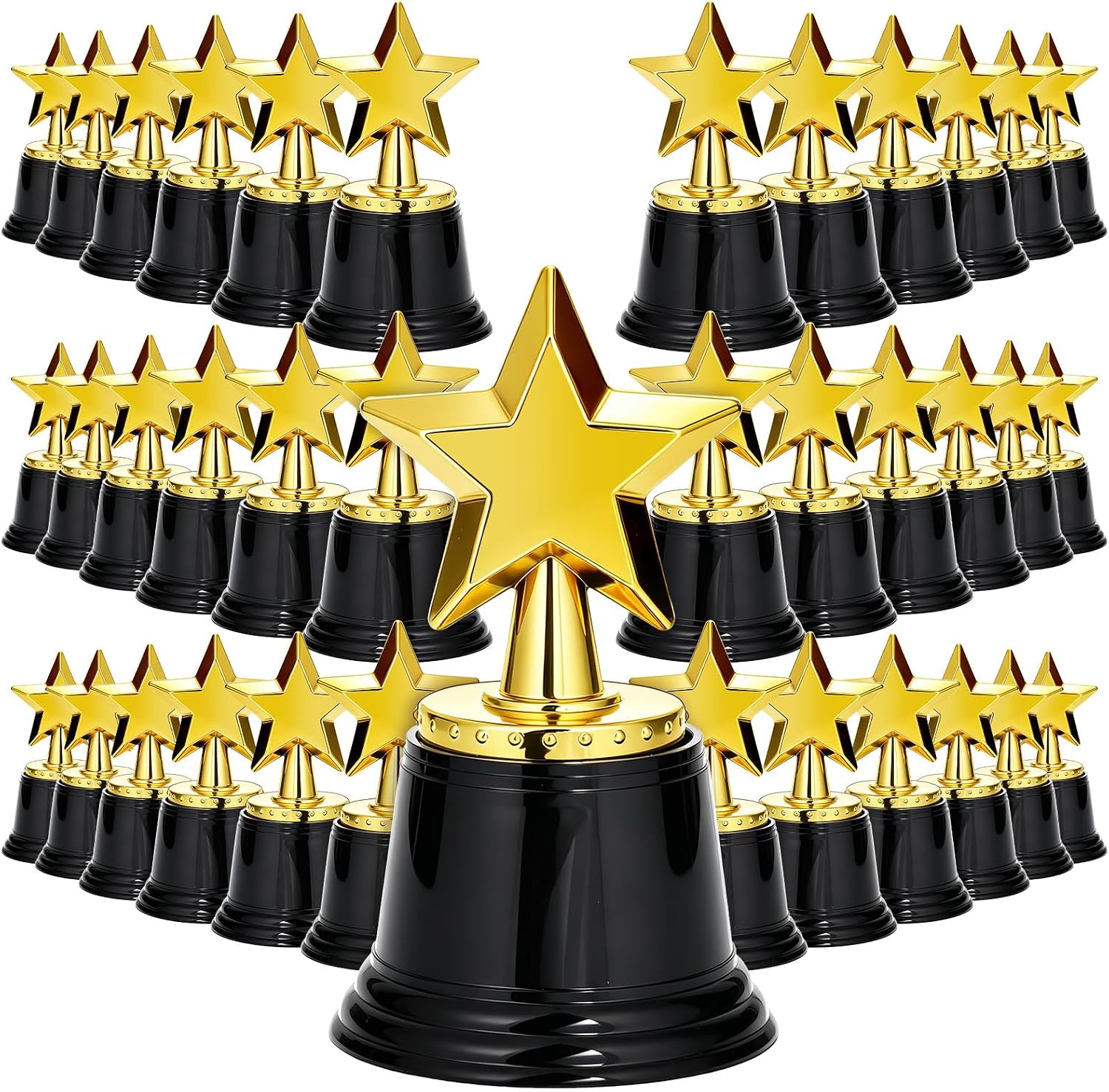 24 Pack Mini Star Trophy Awards Bulk, Gold Trophies Awards, Plastic Trophy for Party Favors, Winner Competitions Rewards, Game Prize for Sports Event, Party Decoration(4.6 Inch)