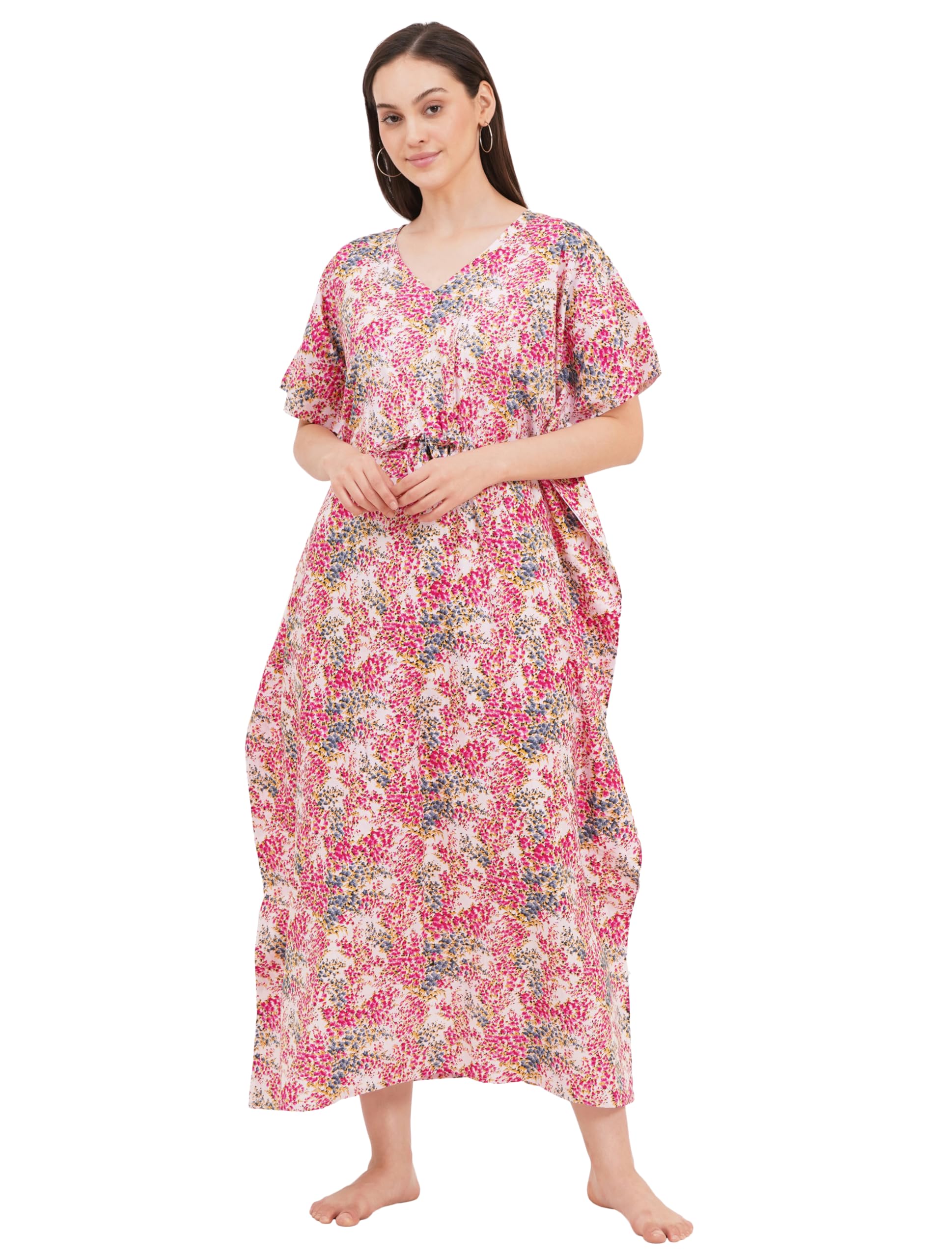 breezly Women's Pure Cotton Kaftan Maxi Gown Nightdress Nighty for Women-picture-41