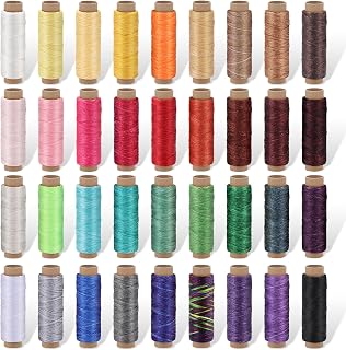 36 Colors Waxed Thread for Leather Sewing, 1188 Yards Colorful Leather Thread, 33 Yards Per Color Waxed Polyester Cord, Sewing Threads, Hand Stitching Threads for Hand Sewing