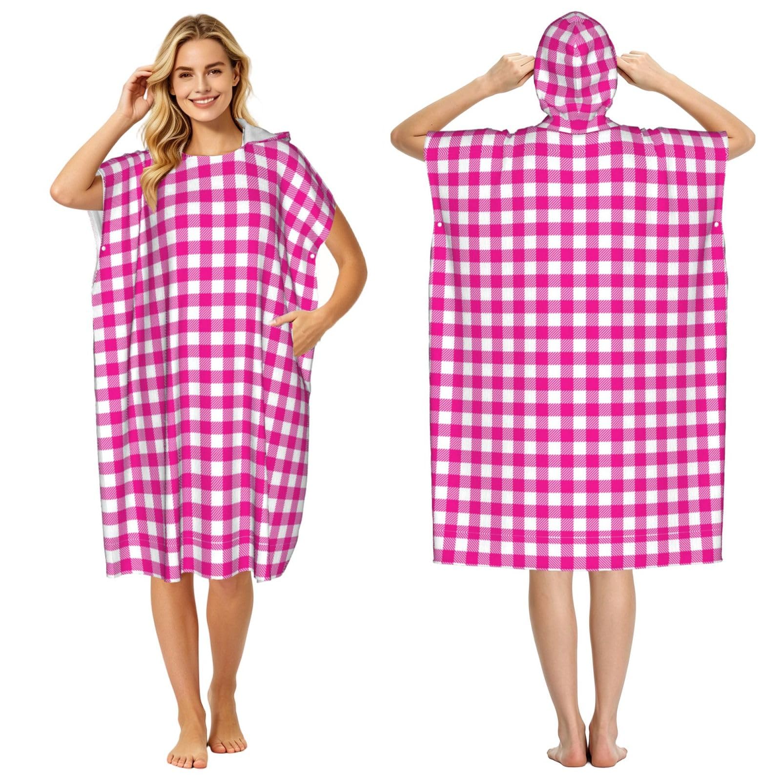 Poncho surf en microfibre rose parfait pour l'été à la plage