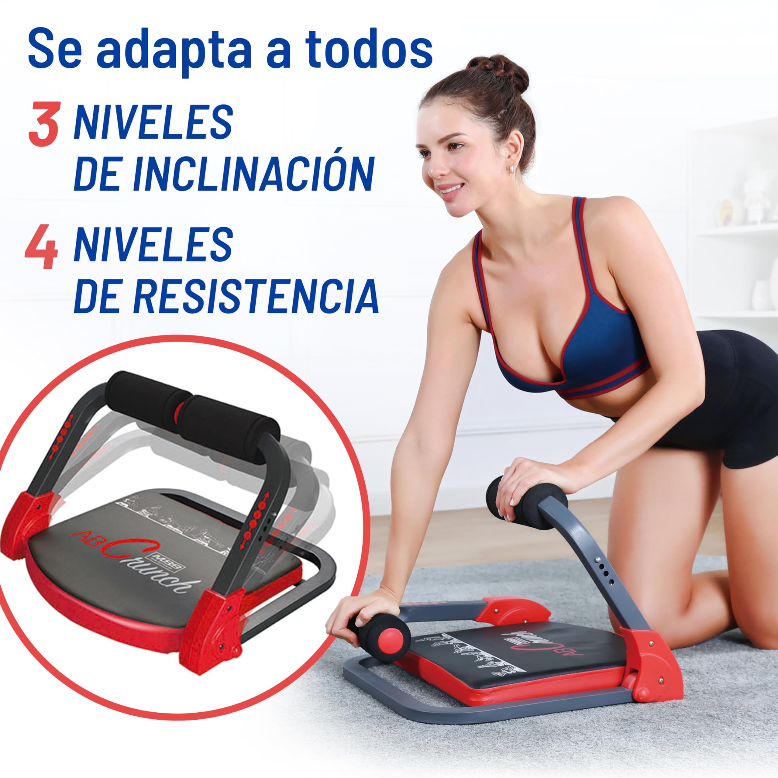 AB CRUNCH. Sistema de entrenamiento integral. Tonifica la musculatura, ayuda a perder peso y cuida tu salud. Para todos los niveles. Fácil, compacto, seguro y eficaz: resultados con 10 min al día