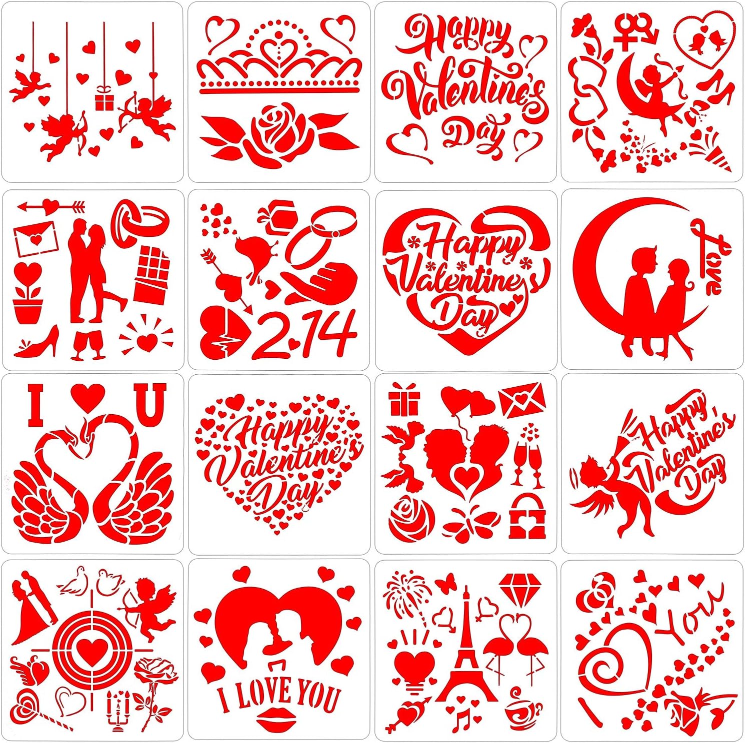 Konsait 16pack Valentine's Day Stencils Reusable Template