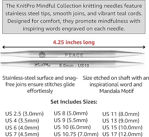 Miniatura 2 de Knitpro Mindful Gratitude - Juego de agujas de tejer circulares de 5 pulgadas, tamaño 2.5, 4, 6, 7, 8, 9, 10, 10.75, 11, 13, 15, 17 intercambiables,