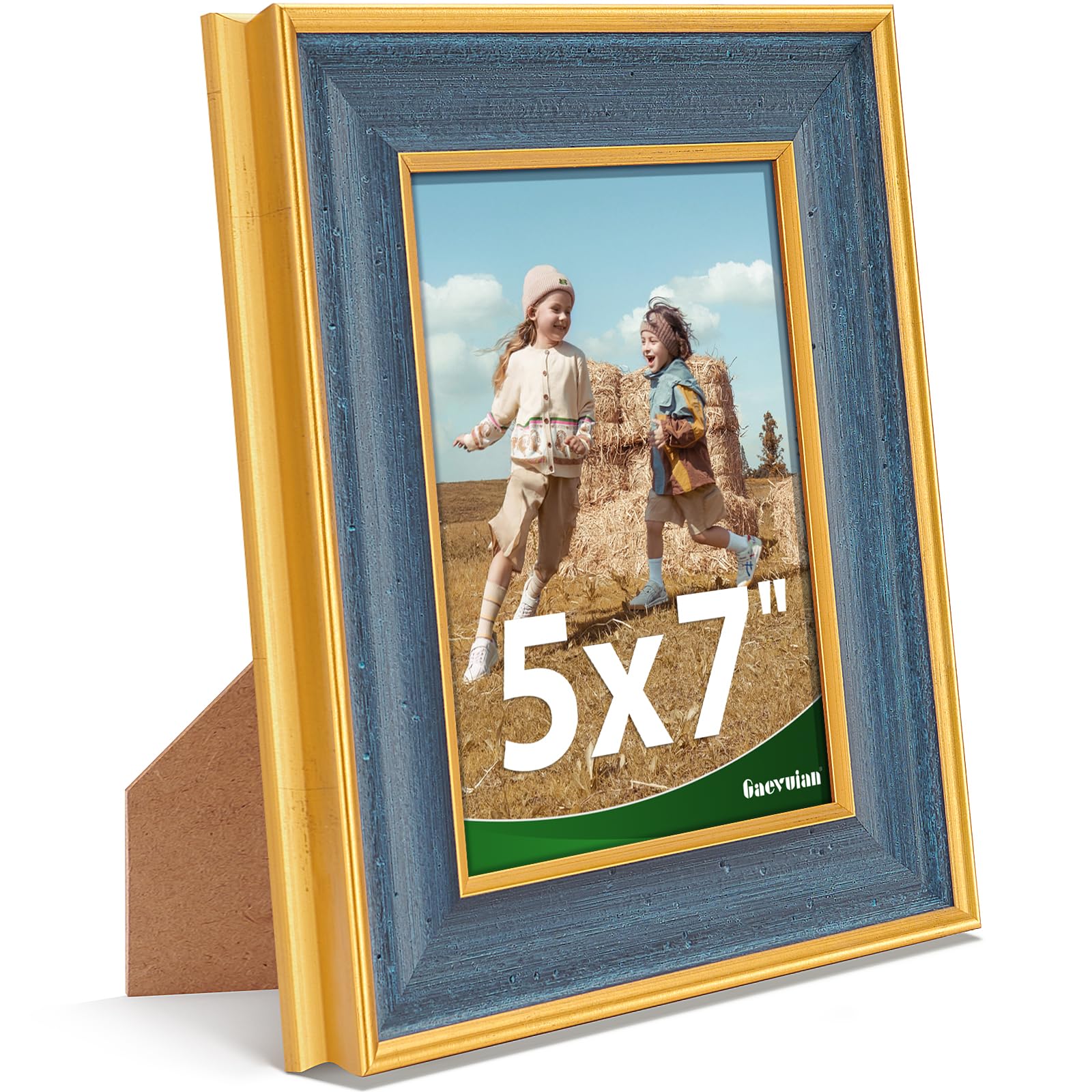 Gaevuian 5x7 Picture Frame, Antique Finish Display 5 x 7 Photo Frame with Tempered Glass for Wall or Tabletop,5 by 7 Picture Vintage Framed Wall Art