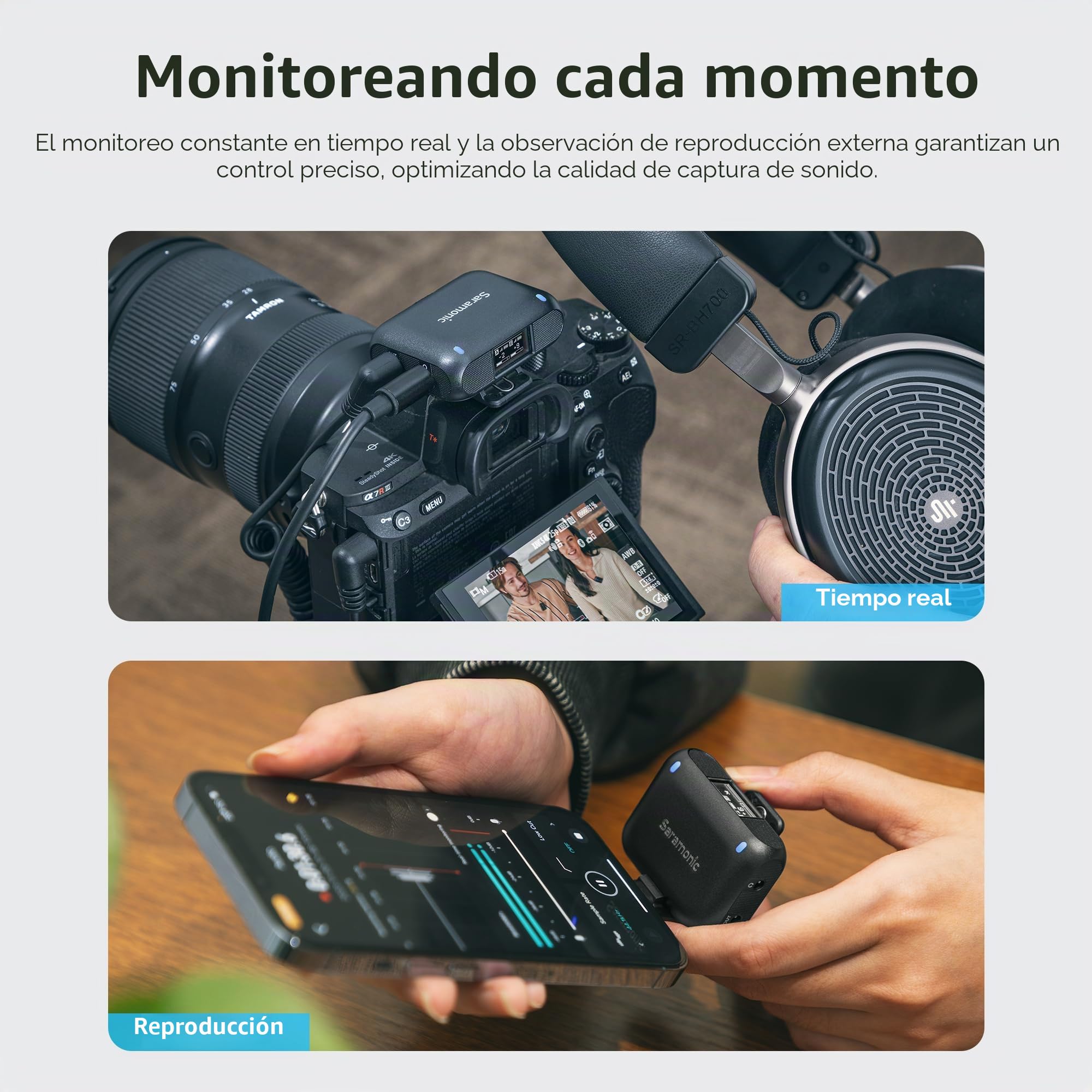 Saramonic Blink500B2+ Mini micrófono Solapa inalámbrico, Micro lavalier inalambrico cámara teléfono iPhone 15 Android PC, Mini micrófono para entrevista vlog livestream Podcast grabación de vídeo