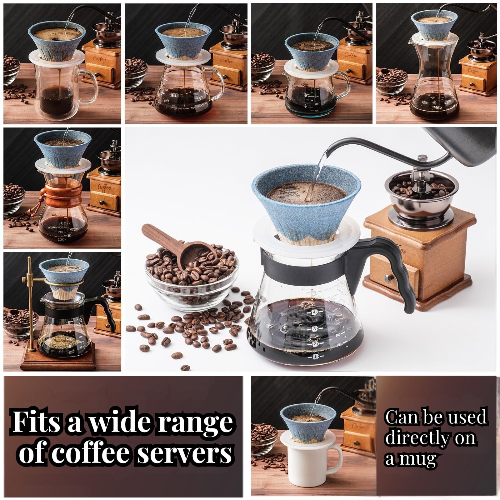Wiederverwendbarer Kaffeefilter aus Keramik, papierlos, nachhaltig, hergestellt in Japan, Schwarz